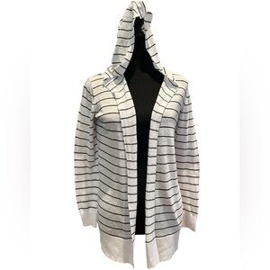 Cynthia Rowley Striped Linen Blend Hooded Open Front Cardigan Size XS